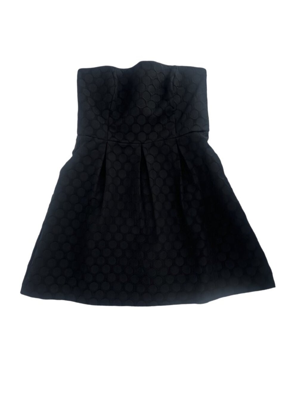 White House Black Market Dress 14 Black Burnout Polka Dot Strapless Classic LBD